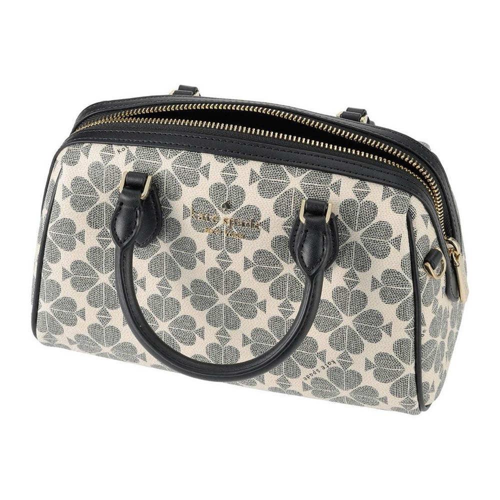 kate spade Cream and Black Floral Logo Satchel